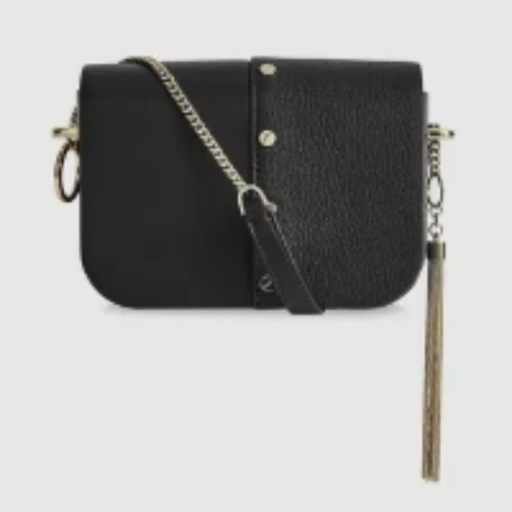 REISS Jessie Leather Cross Body Bag with Tassel Detail – Black (NWOT)